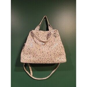 American Leather Co. 100% Leather  Boho Floral Shoulder Crossbody Bag Blue White